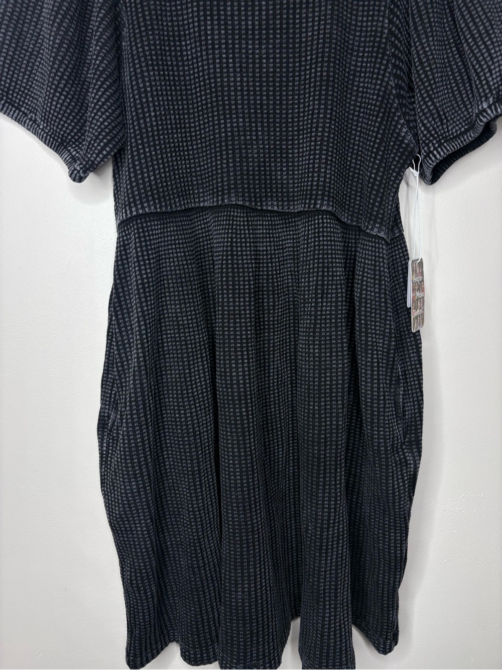 Known Supply Ethel Waffle Knit Mini Dress Gray Organic Cotton - Picture 4 of 9
